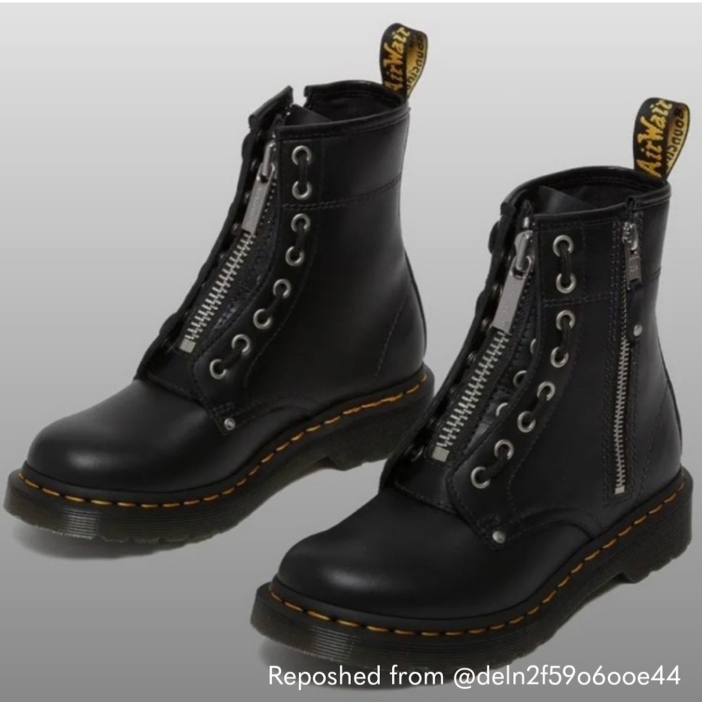 Dr. Martens 1460 Twin Zip Black Boots Size 9